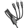 Borofone Kabelis BX72 3 viename – USB į C tipo, „Micro USB“, „Lightning“ – 2A 1 metras juodas