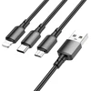 Borofone Kabelis BX72 3 viename – USB į C tipo, „Micro USB“, „Lightning“ – 2A 1 metras juodas