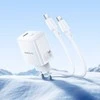Borofone kelioninis įkroviklis BN30 Cargador GaN – USB + Type C – QC 3.0 PD 45W with Type C to Type C cable baltos spalvos