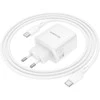 Borofone kelioninis įkroviklis BN30 Cargador GaN – USB + Type C – QC 3.0 PD 45W with Type C to Type C cable baltos spalvos