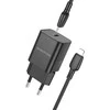 Oem Borofone Laidinis įkroviklis BN13 Safety GaN – Type C – PD 30W su Type C į Lightning kabeliu juodos spalvos