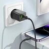 Borofone Laidinis įkroviklis BN14 Royal GaN – USB + Type C – QC 3.0 PD 30W su Type C į Lightning kabeliu juodos spalvos