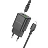 Oem Borofone Laidinis įkroviklis BN14 Royal GaN – USB + Type C – QC 3.0 PD 30W su Type C į Lightning kabeliu juodos spalvos