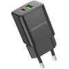 Borofone Laidinis įkroviklis BN14 Royal GaN – USB + Type C – QC 3.0 PD 30W juodos spalvos