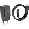 Borofone Laidinis įkroviklis BN14 Royal GaN – USB + Type C – QC 3.0 PD 30W su Type C į Lightning kabeliu juodos spalvos