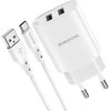 Įkroviklis Borofone BN2 2xUSB 2.1A + USB Type-C, baltas