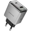 Borofone laidinis įkroviklis BN20 Lena – USB + Type C – PD 35W pilkos spalvos