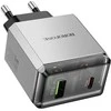 Borofone laidinis įkroviklis BN20 Lena – USB + Type C – PD 35W pilkos spalvos