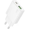 Oem Borofone Laidinis įkroviklis BN25 Wish (Ultra Thin) – USB + Type C – PD QC 3.0 30W baltos spalvos