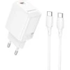 Oem Borofone laidinis įkroviklis BN28 Fuente – Type C – PD 30W su Type C į Type C kabeliu baltos spalvos