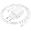 Borofone laidinis įkroviklis BN29 Fuente - USB + Type C - QC 3.0 PD 30W su Type C į Lightning kabeliu baltos spalvos
