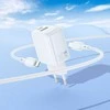 Borofone laidinis įkroviklis BN29 Fuente - USB + Type C - QC 3.0 PD 30W su Type C į Lightning kabeliu baltos spalvos