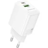 Borofone laidinis įkroviklis BN29 Fuente – USB + Type C – QC 3.0 PD 30W baltos spalvos