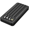 „Borofone“ išorinė baterija 10000mAh BJ84 Smooth – USB – su USB, C tipo, „Lightning“ ir „Micro USB“ laidais, juodos spalvos