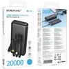 Oem Borofone Power Bank 20000mAh BJ79A Clever – USB – with Type C and Lightning cables juodos spalvos