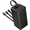Borofone Power Bank 50000mAh BJ79C Clever – USB – with USB, Type C and Lightning cables juodos spalvos