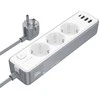 Borofone Power strip BAC9 – 3 outlets 240V + 3xUSB + Type C – PD 20W 2 metres juodas