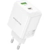 „Borofone“ sieninis įkroviklis BN30, GaN įkroviklis – USB + C tipo – QC 3.0 PD 45W, baltas