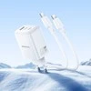 „Borofone“ sieninis įkroviklis BN32, GaN 4GB USB + 2xC tipo jungtys, QC 3.0 PD, 65W, su C tipo į C tipo jungtimi ir baltais laikikliais