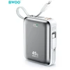 BWOO 20000mAh greitojo įkrovimo išorinė baterija PD45W su 2 laidais Type C ir Lightning P78 sidabrinė