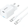 BWOO GaN PD 30W sieninis įkroviklis 1x USB-C jungtis su 60W USB-C 2A laidu, baltas