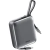 BWOO išorinė baterija P74 22.5W 10000 mAh su 2 integruotais laidais 1 x USB-C 1 x Lightning juoda