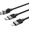 BWOO Pintas "2-in-1" kabelis USB-C - USB-C ir "Lightning" 1 m 100W27W juodas