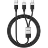 BWOO Pintas "2-in-1" kabelis USB-C - USB-C ir "Lightning" 1 m 100W27W juodas