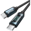 BWOO Pintas USB-C - Lightning 1 m 27 W kabelis su animuotu apšvietimu, juodas