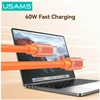 Cable USAMS U97 60W USB-C to USB-C handstrap 30cm oranžinės spalvos