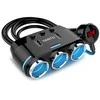 Car Cigarette Lighter Socket Splitter B39 Type C – 3 sockets + 2xUSB – 2,1A 100W with display and cable