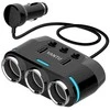 Car Cigarette Lighter Socket Splitter B39 Type C – 3 sockets + 2xUSB – 2,1A 100W with display and cable