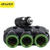 AWEI įkrovimo šakotuvas C-353 12V + 2 USB, juodos spalvos