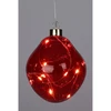 Christmas Decoration stiklinis burbulas lašo formos LED 10 cm raudonas