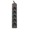 Defender Surge protector for 5 sockets, cable 3.0m. Juodas with grounded connection and safety switch, Schuko – C13, ES3BL 99485 4712279994855