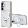 Dėklas Accezz žiedinis stovas su nugarėlės dėklu ir MagSafe funkcija, skirtas Samsung Galaxy S24 – Pilkas