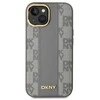 Dėklas Apple iPhone 14 DKNY odinis languotas monofoninis raštas MagSafe (DKHMP14SPCPVSLE) smėlio spalvos
