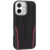 Čia pateikiamas vertimas į lietuvių kalbą: Dėklas Audi R8, natūralios odos, MagSafe, skirtas iPhone 17, juodos spalvos-raudonos