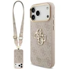Dėklas Guess 4G Big 4G Classic Logo Big su dirželiu ir metalinėmis sagomis, skirtas iPhone 18 Pro / 17 Pro, rožinis