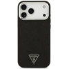 Dėklas Guess Glitter Triangle Logo MagSafe iPhone 17 Pro Max juodos spalvos