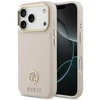 GUESS dėklas, skirtas IPHONE 17 Pro, suderinamas su „MagSafe“ GUHMP17LPGCRMDEP (PU su grūdėtu juodu logotipu), rožinis