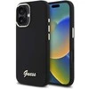 Guess GUHCP16SSMBSLK Apple iPhone 16 6.1″ juodos spalvos kietas dėklas Silicone Script Metal Logo & Frame