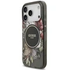 Dėklas Guess IML Flowers Pearl Strap MagSafe, skirtas iPhone 18 Pro / 17 Pro, juodas