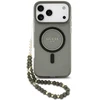Dėklas Guess IML Glitter Pearl su dirželiu ir MagSafe funkcija, skirtas iPhone 18 Pro Max / 17 Pro Max, juodas