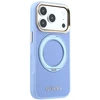 Dėklas Guess Ring Stand 360 Grained Classic Logo MagSafe, skirtas iPhone 18 Pro / 17 Pro, šviesiai mėlynas