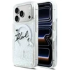 „Karl Lagerfeld“ skysto blizgučio „Karl Script“ logotipo „MagSafe“ dėklas, skirtas „iPhone 17 Pro“ – skaidrus