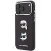 Dėklas Karl Lagerfeld Saffiano su Karl & Choupette Heads smeigtukais ir logotipu, skirtas iPhone 18 Pro / 17 Pro, bordo spalvos