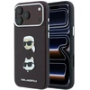 Dėklas Karl Lagerfeld Saffiano su Karl & Choupette Heads smeigtukais ir logotipu, skirtas iPhone 18 Pro / 17 Pro, bordo spalvos