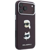 Dėklas Karl Lagerfeld Saffiano su Karl & Choupette Heads smeigtukais ir logotipu, skirtas iPhone 18 Pro / 17 Pro, bordo spalvos