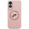 Dėklas Karl Lagerfeld Silicone Double Heads And Circle MagSafe Samsung Galaxy S25 Edge rožinės spalvos